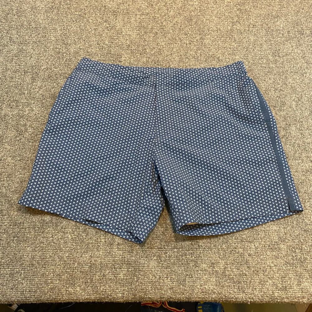 Fair Harbor Men's Size 32 Navy Blue White Lined Chino Shorts 6" Inseam Stretch
